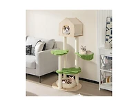 Aostirmotor 55" Indoor Cat Tree with Sisal Scratching Posts & Cozy Cat Bed, Climbing Stand for Kittens
