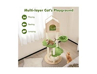 Aostirmotor 55" Indoor Cat Tree with Sisal Scratching Posts & Cozy Cat Bed, Climbing Stand for Kittens