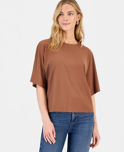 I.n.c. International Concepts Women's Silky Jersey Elbow-Sleeve T-Shirt, Macy's Exclusive