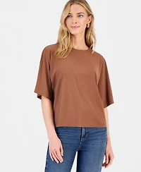 I.n.c. International Concepts Women's Silky Jersey Elbow-Sleeve T-Shirt, Macy's Exclusive