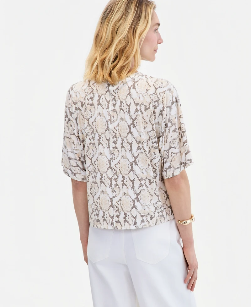 I.n.c. International Concepts Women's Silky Jersey Elbow-Sleeve T-Shirt, Macy's Exclusive