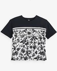 I.n.c. International Concepts Women's Printed Mixed Media T-Shirt, Macy's Exclusive