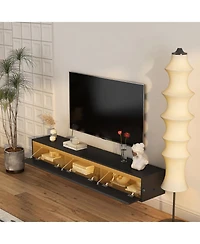 Streamdale Floating Led Tv Shelf with Outlet