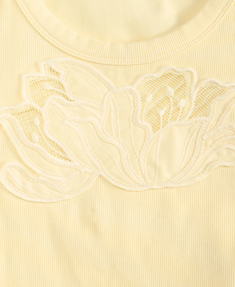 I.n.c. International Concepts Women's Lace-Trim Ribbed Tank, Macy's Exclusive