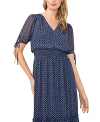 CeCe Women's V-Neck Smocked Waist Maxi Dress