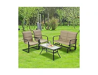 Slickblue Outdoor 4-Piece Glider Patio Set with Loveseat and Coffee Table