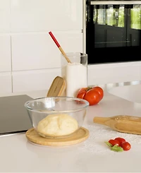 Pebbly Glass 3-Pc. Mixing Bowl with Bamboo Lid Set