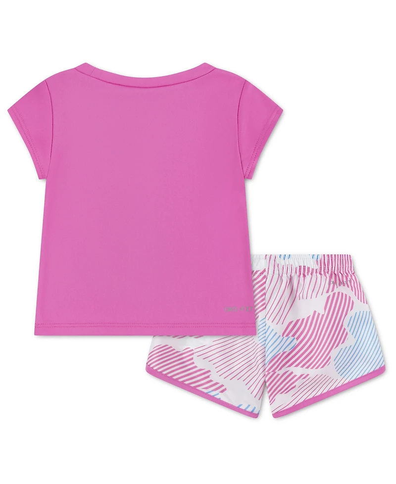 Nike Baby Girls' Printed Sprinter Short-Sleeve T-Shirt & Shorts, 2-Piece Set