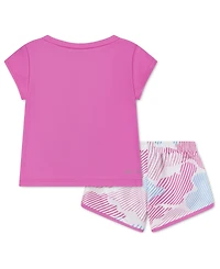 Nike Baby Girls' Printed Sprinter Short-Sleeve T-Shirt & Shorts, 2-Piece Set