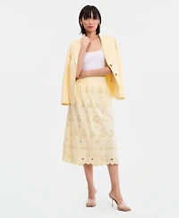 I.n.c. International Concepts Women's Crystal Embellished Eyelet Midi Skirt, Macy's Exclusive
