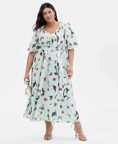 I.n.c. International Concepts Plus Puffed-Sleeve Maxi Dress, Macy's Exclusive