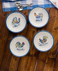 Certified International French Rooster Soup Bowls, Set of 4