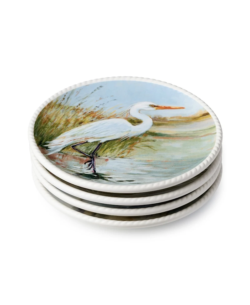 Certified International Coastal Birds Canape Plates, Set of 4