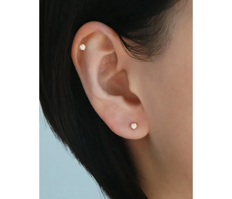 Curata Jewelry Solid 14k Gold 18G 3mm Created Fire Opal Labret Cartilage Stud