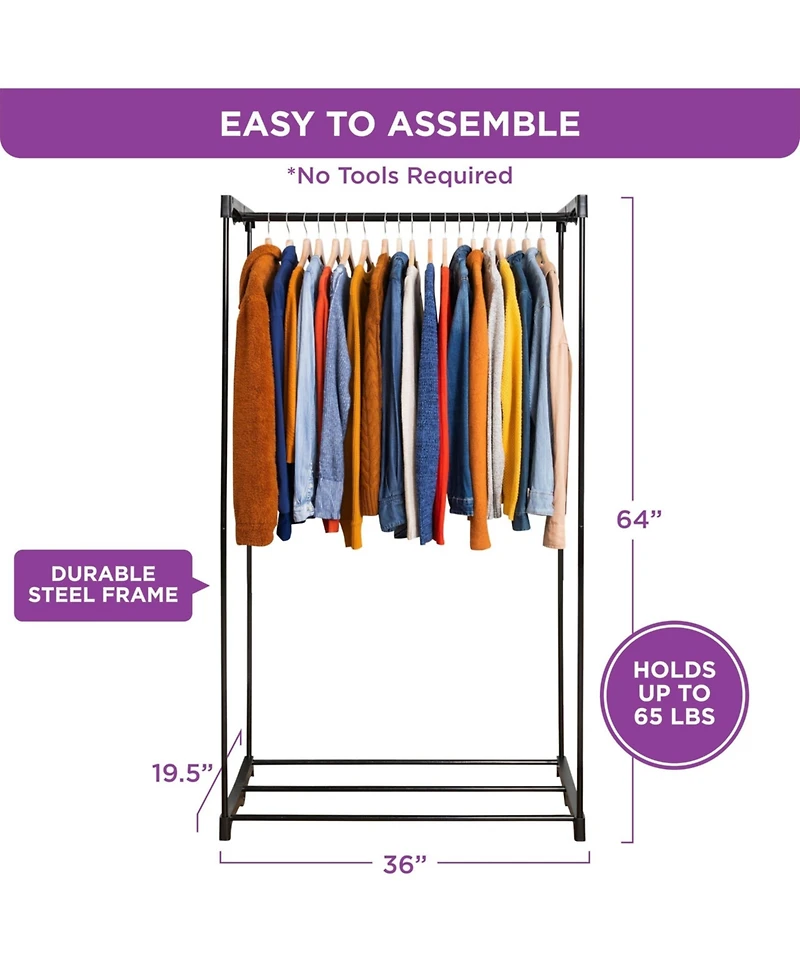 Florida Brands Portable Wardrobe Closet - Premium Metal Hanging Rod with Beige Cover- 65 Lb. Weight Capacity- Super Easy Assembly, No Tools Required