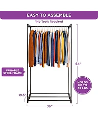 Florida Brands Portable Wardrobe Closet - Premium Metal Hanging Rod with Beige Cover- 65 Lb. Weight Capacity- Super Easy Assembly, No Tools Required
