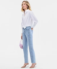 I.n.c. International Concepts Women's High-Rise Lace-Up Straight Ankle Jeans, Macy's Exclusive