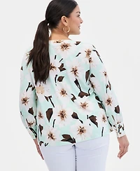 I.n.c. International Concepts Plus Shirt-Sleeve V-Neck Top, Macy's Exclusive