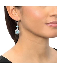 American West Jewelry Sterling Silver Kingman Turquoise Pear-Shaped Concha Lever Back Earrings