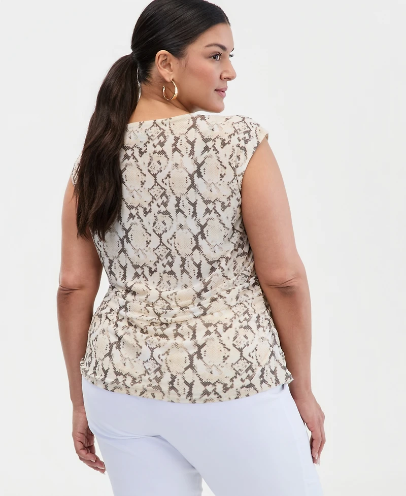 I.n.c. International Concepts Plus Sleeveless Side-Ruched Top, Macy's Exclusive