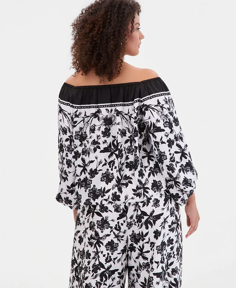 I.n.c. International Concepts Plus Off-The-Shoulder Bubble-Sleeve Top, Macy's Exclusive