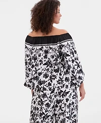 I.n.c. International Concepts Plus Off-The-Shoulder Bubble-Sleeve Top, Macy's Exclusive