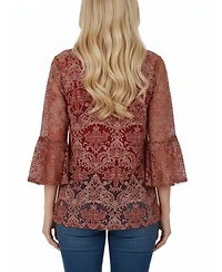 Women's Bell Sleeve Blouse and Solid Camisole