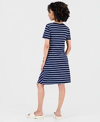 Style & Co Petite Striped Side-Tie Short-Sleeve Dress, Macy's Exclusive