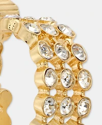 Anne Klein Small Pave Multi-Row Clip-On Hoop Earrings, 1.01"