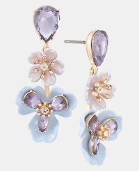 Anne Klein Crystal Flower Linear Drop Earrings