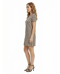24seven Comfort Apparel Petite Geometric Mini Shift Dress