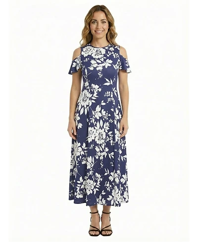 24seven Comfort Apparel Petite Floral A Line Maxi Dress