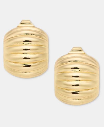 Anne Klein Small Domed Fluted Clip-On Hoop Earrings, 0.7"