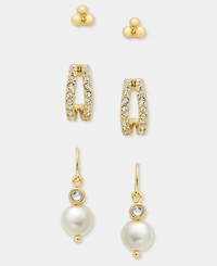 Anne Klein 3-Pc. Set Stud, Hoop & Drop Earrings
