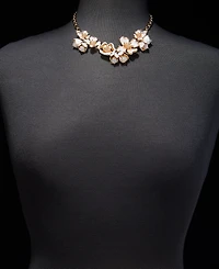 Anne Klein Textured Flower Statement Necklace, 16" + 3" extender