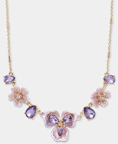Anne Klein Crystal Flower Statement Necklace, 16" + 3" extender