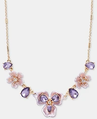 Anne Klein Crystal Flower Statement Necklace, 16" + 3" extender