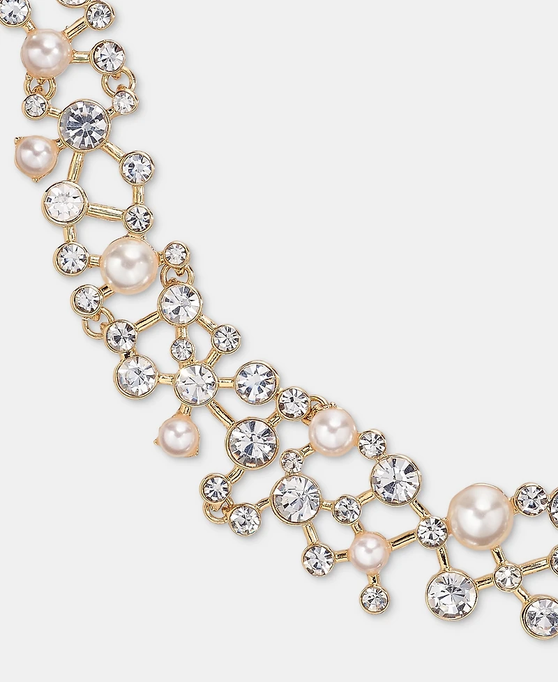 Anne Klein Crystal & Imitation Pearl Cluster Statement Necklace, 16" + 3" extender