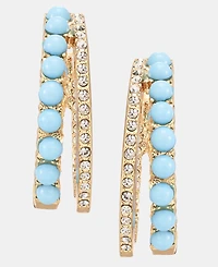Karl Lagerfeld Paris Gold-Tone Turquoise Split Stone Hoop Earrings