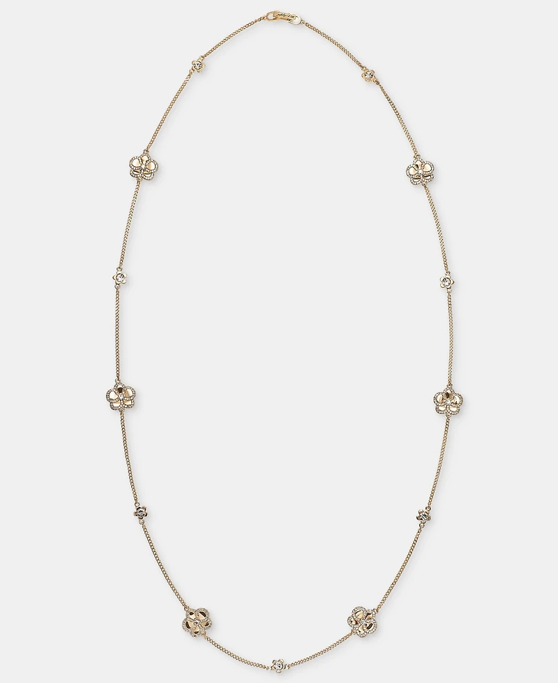 Karl Lagerfeld Paris Gold-Tone 36" Pave Orchid Strandage Necklace