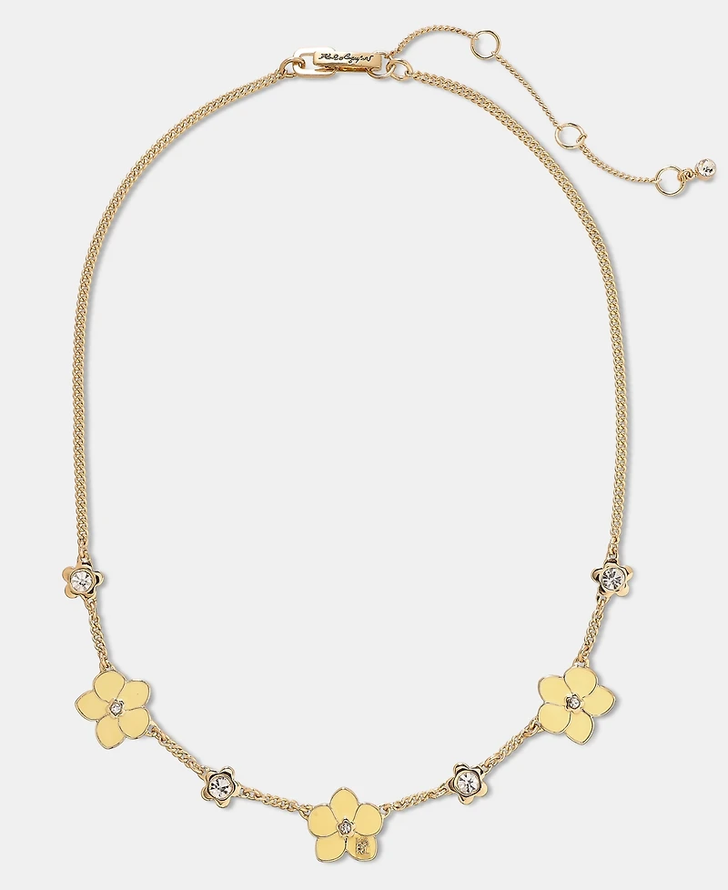 Karl Lagerfeld Paris Gold-Tone Yellow Flower Frontal Necklace