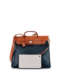 Pre-Owned HERMES 39 Herbag Zip Berline Vache Canvas and Leather