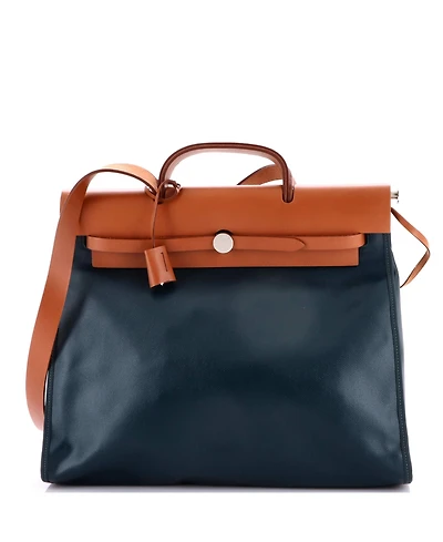 Pre-Owned HERMES 39 Herbag Zip Berline Vache Canvas and Leather