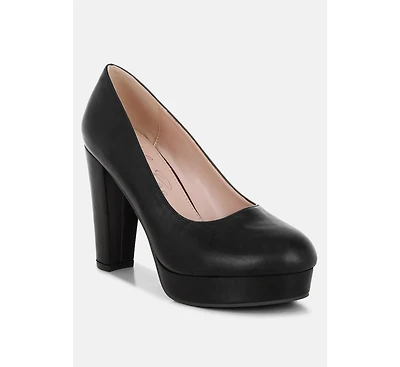 Damsor Leather Block Heel Pumps