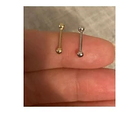 Curata Jewelry Solid 14k Yellow or White Gold 2mm Ball 16g Straight Eyebrow Piercing