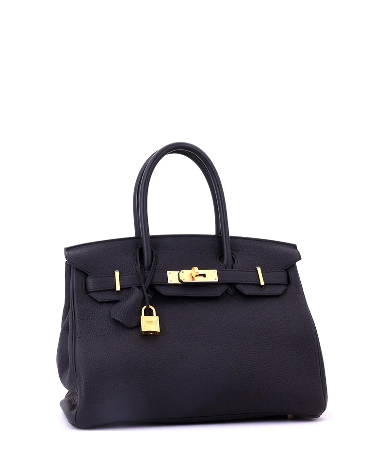 Pre-Owned HERMES Birkin 30 Handbag Black Togo with Rose Gold Hardware