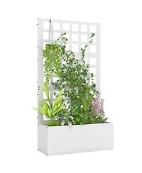 Outsunny Metal Planter Box with Trellis, Drain Holes