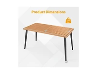 Slickblue 63-Inch Dining Table for Indoor Outdoor Use with Metal Legs