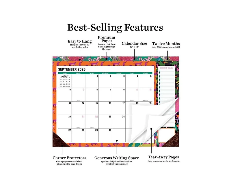 Tf Publishing Paper Goods July 2026 - June 2027 Maximal Mirage Medium Desk Pad Monthly Blotter Calendar
