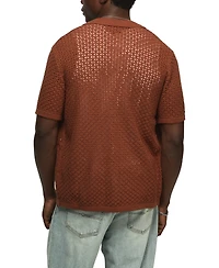 Lucky Brand Men's Granny Square Button-Down Sweater